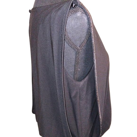 ELEGANT BLACK SLEEVELESS FORMAL GOWN FLOOR LENGTH EVENING PARTY DRESS - Picture 6 of 8